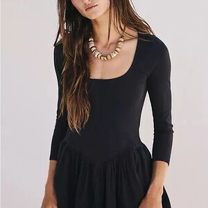 Free People Black Drop Waist Mini Dress